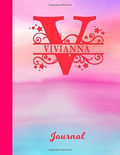 Vivianna: Blank Journal - Personalized First Name & Letter Initial V Personal Writing Diary | Glossy Pink & Blue Watercolor Effect Cover | Daily ... | Write about your Life, Goals & Interests