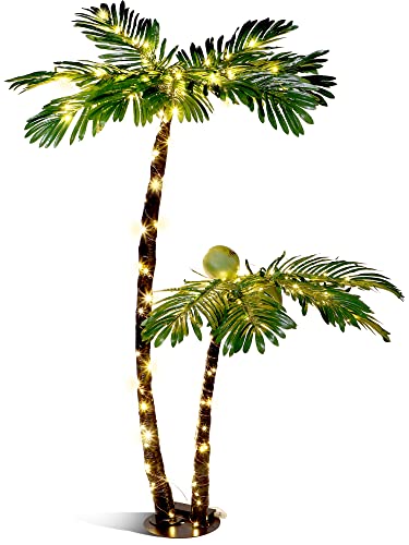 Artificial Lighted Palm Tree Function Led Lighted Palm Tree 4Ft&5.6Ft, 65.6Ft 200 Led Lights Pre-Lit Artificial Palm Tree Decor For Outside Patio Home Office Garden Modern Housewarming Present #TOP22