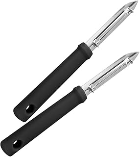 Fackelmann FM Professional 21738 Économe, Économe cuisine, Couteau économe, Couteau de cuisine, Couteau à légumes, Ustensile de cuisine, Acier inoxydable, Plastique, Argenté, Noir, 17,5 cm x 1,5 cm