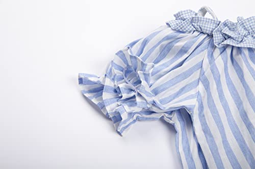 Mud Kingdom Big Girls Cold Shoulder Top Striped Cotton T-Shirt Casual Summer Holiday4