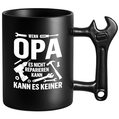 Opa Tasse mit Schraubenschlüssel Griff Wenn Opa Es Nicht Reparieren Kann Kaffeetasse für Bester Großvater Männer Geburtstagsgeschenk Weihnachten Vatertag Geschenk
