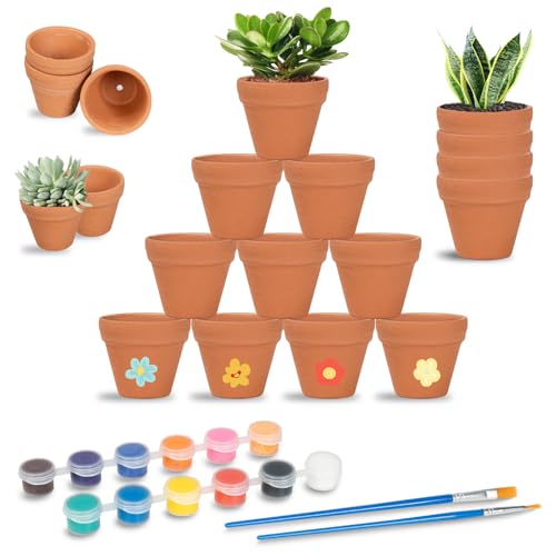 Sheryl&Rain Tontöpfe Klein, 24 Stück Mini Tontopf Blumentopf mit 12 Farben & 2 Pinsel, 3×3,5cm Terracotta Blumentopf Klein mit Abflussloch, Tontöpfe zum Basteln für Pflanzen Sukkulenten Hauspflanzen Sheryl&Rain Tontöpfe Klein, 24 Stück Mini Tontopf Blumentopf mit 12 Farben & 2 Pinsel, 3×3,5cm Terracotta Blumentopf Klein mit Abflussloch, Tontöpfe zum Basteln für Pflanzen Sukkulenten Hauspflanzen