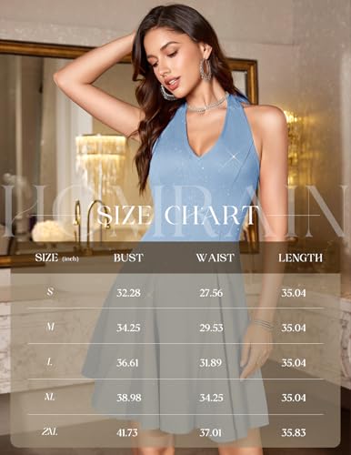 Women's Sequin Sparkly Glitter Dress for Women 2026 Graduation Elegant Sexy Halter Backless Party Club Short Homecoming Dress Blue S — view 5