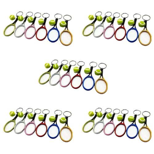 Porte-clés mini raquette de tennis en lot de 30 pièces pour accessoires de sac de sport