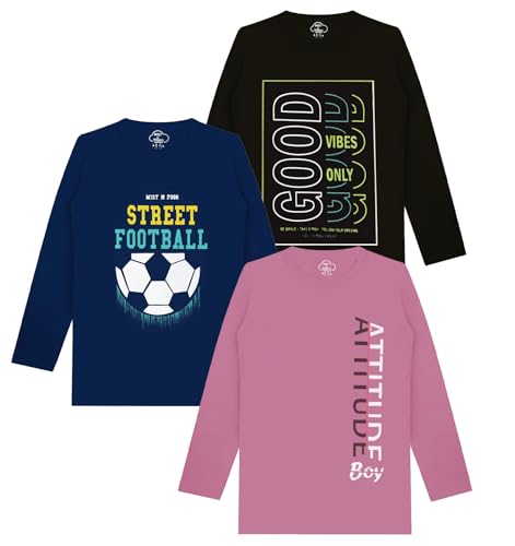 Image of MIST N FOGG Boys Printed Cotton Full Sleeve T Shirt (Pack of 3)