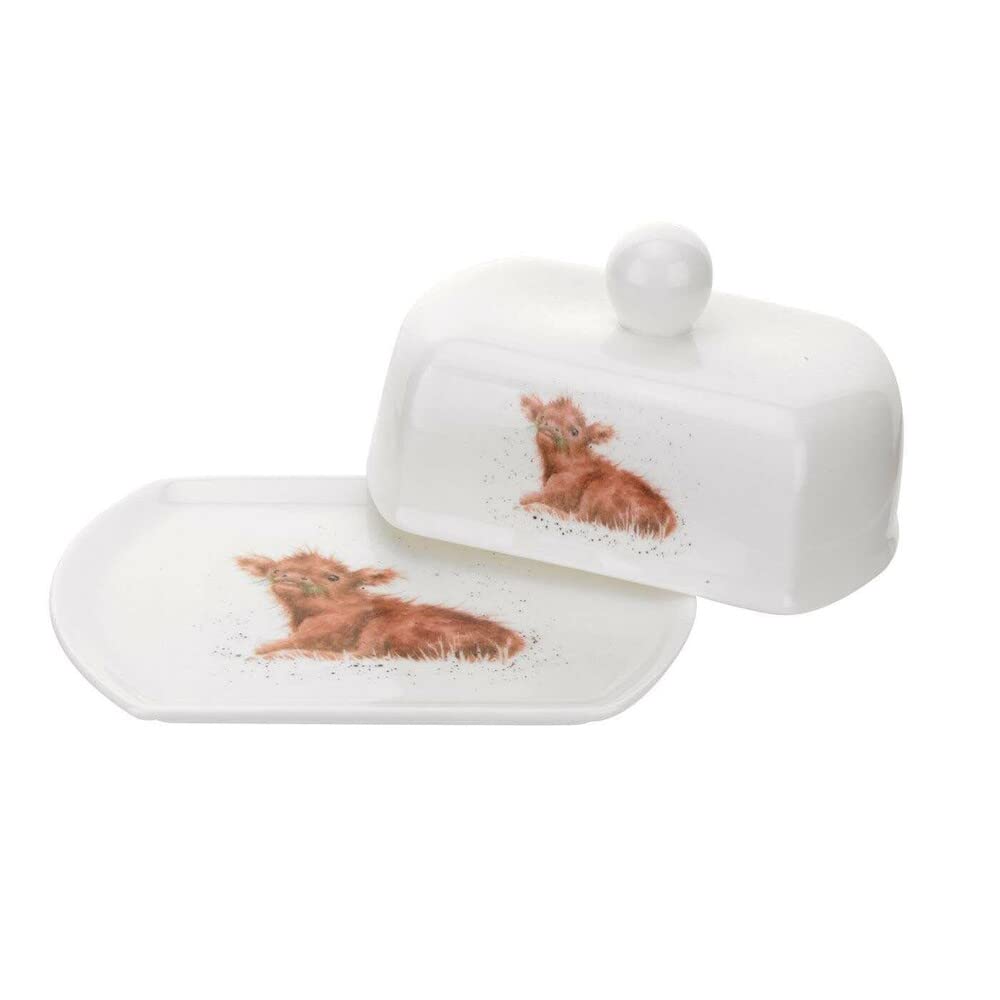 Portmeirion Home & Gifts Wrendale by Royal Worcester Covered Butter Dish Calf, Multi-Colour, 16 x 11 x 8 cm