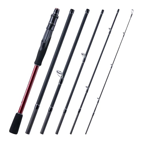 Goture Travel Fishing Rod - Spinning Fishing Rods - Portable 6 Sections Adjustable Lightweight 24T Carbon Fiber Fishing Rods, Saltwater Freshwater Trout Bass Walleye, 7FT Miracle Series