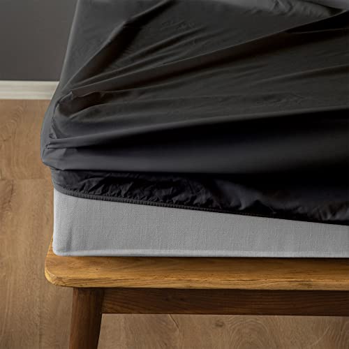 Komfortec Sábana Bajera Ajustable de 160 x 200 cm, sábana Bajera con somier de hasta 15 cm - 30 cm de Altura del colchón, Color Negro Cover