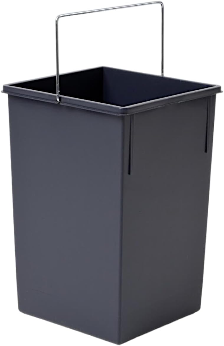 1008879 Plastic replacement inner bin with chrome-plated handle in dark grey, 15 litres, 35 x 23 x 22 cm