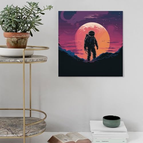 Toile abstraite astronaute grand format pour s'évader