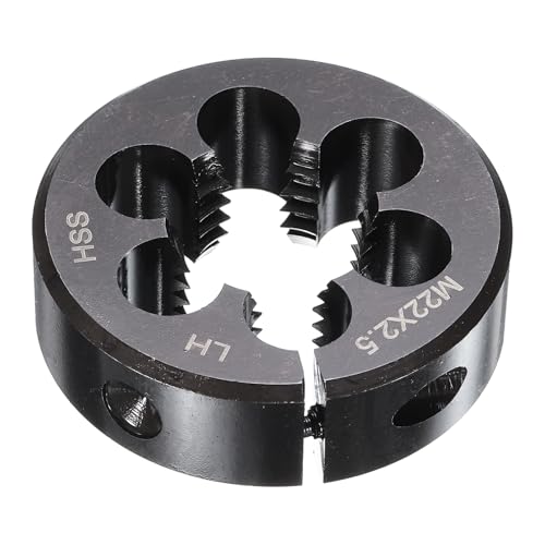 sourcing map Round Threading Die M22 x 2.5 Metric Thread 2" OD Adjustable Left Hand High-Speed Steel (HSS) Round Die Screw Thread Cutting Die for Thread Repair