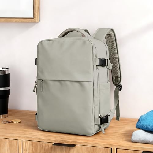 Image of coowoz Travel Laptop Backpack For Women Men Airline Approved,Carry On Backpack,Large Hiking Backpack Waterproof Outdoor Sports Rucksack Casual Daypack Fit 15.6 Inch College Backpack (Brown)