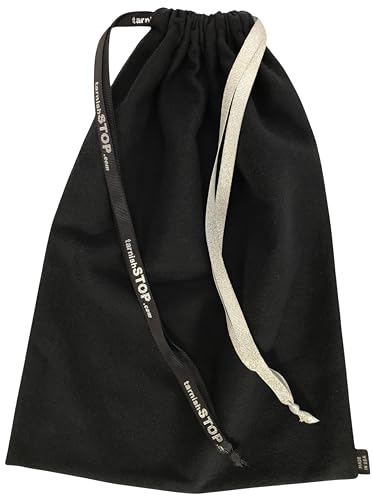 USA Made | T-STOP | Luxury Anti-Tarnish Bag for Silver Storage | Patented Proven Protection | Small 13"x10" | Tuxedo Black