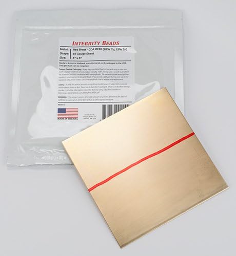 Red Brass 16 Gauge Sheet - 6" x 6"