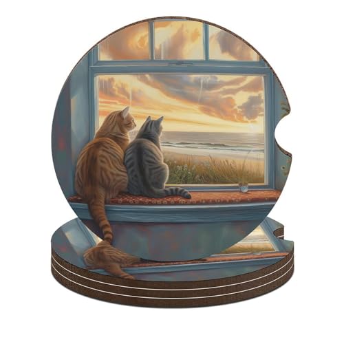 4PCS Portavasos Auto Dos Gatos 6.5 cm Universal miniatura 1