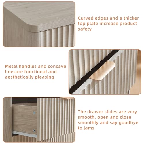 Image of LEYAOYAO Fluted 6 Drawers Dresser Set of 2, 48 inch Wide Modern Chest of Drawers with Metal Handle, Light Grey Curved Profile Dresser TV Stand, Wooden Drawer Organizer for Bedroom, Living Room, Hallway