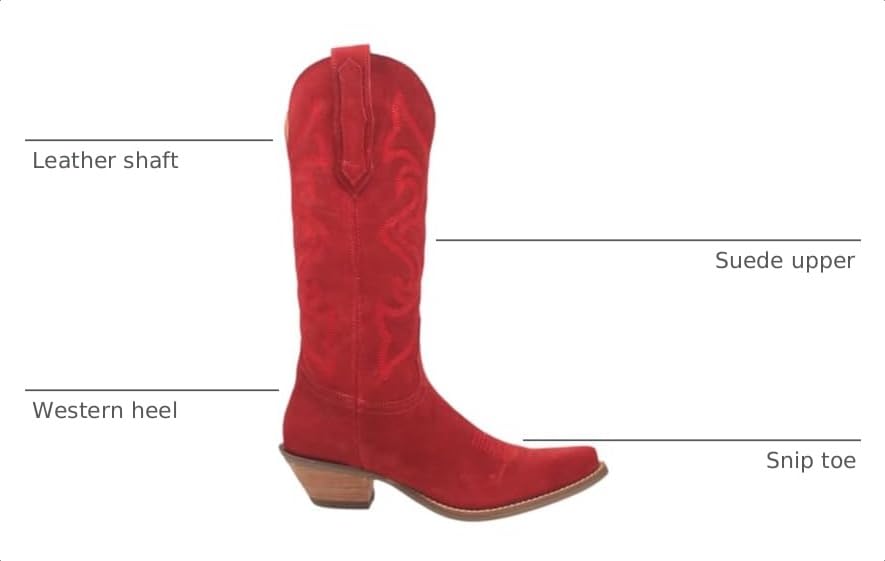 Image of Dingo Womens Out West Embroidered Snip Toe Casual Boots Mid Calf Mid Heel 2-3 inch