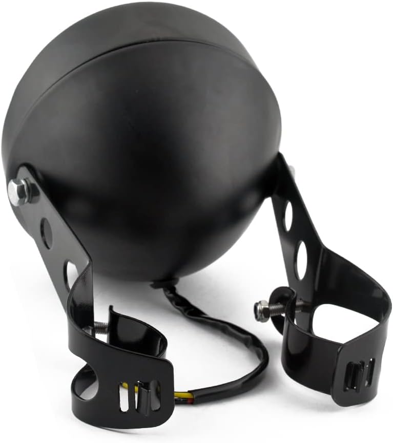 4.75" Round Headlight 35W Halogen Bulb Universal Motorbike Headlamp Mesh Protect Glass for Cafe Racer Bobber Chopper CG125 GN125 (Clear Glass with 35-43mm Brackt)