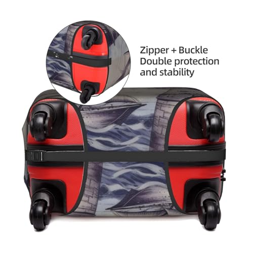 FEMOS Sail Boat Compass - Travel Suitcase Cover Elastic Luggage Covers Trolley Protector Cover Fits 18-32 Inch Luggage4