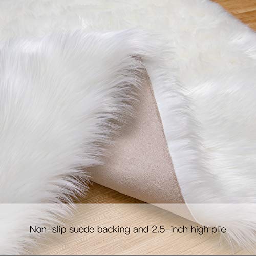 Ciicool Faux Sheepskin Rugs Soft Faux Fur Rugs White Fluffy Rugs Chair Couch Cover Fuzzy Rugs For Bedroom Floor Sofa Living Room 2X3 Feet #TOP2