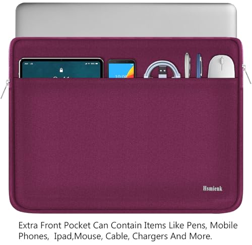 Image of Laptop Case 14 inch, Shockproof Protective Notebook Cover Bag with Accessory Pocket, Carrying Laptop Sleeve Compatible for MacBook HP Lenovo Dell Asus Acer, Rose Red