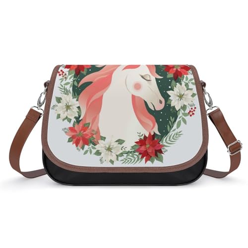 Sac à main pour femmes fleur licorne en cuir imperméable