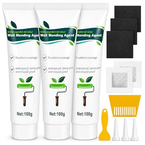 Masillas de relleno | Cieex Masilla Pared Listo Para Usar Crema De Reparación De Pared Secado Rápido - Blanco 3 X 100g - Masilla Para Pared Y Pladur Repara Agujeros Y Grietas