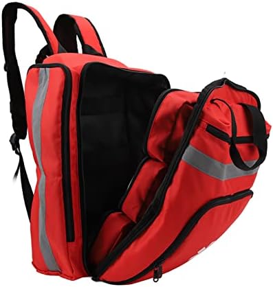 Red Firefighter Bag, Large Capacity First Responder Bag Emergency Medical Backpack for Travel Camping