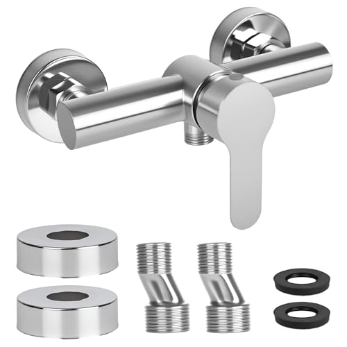 YYTECH Grifo de ducha monomando, grifo de ducha para ducha, montaje en pared, grifo de ducha de pared para baño, grifo de bañera de acero inoxidable 304, G ½ salida de agua hacia abajo