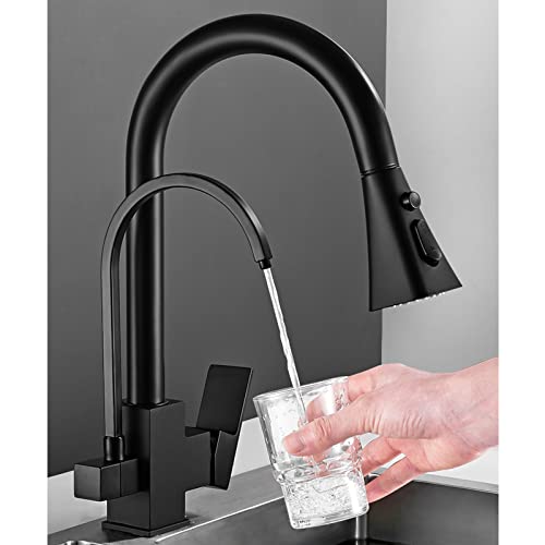 Robinet de cuisine noir mat avec mitigeur eau potable design premium - 3