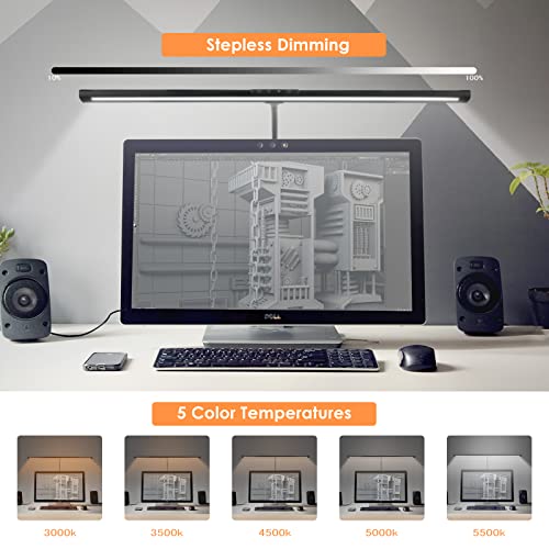 Wellwerks 31.5In Led Desk Lamp, 24W Architect Lamp For Home Office, Desk Lamp With Clamp, 5 Color Modes And Stepless Dimming, Modern Desk Light With Gesture Sensing For Monitor Studio Reading #TOP1