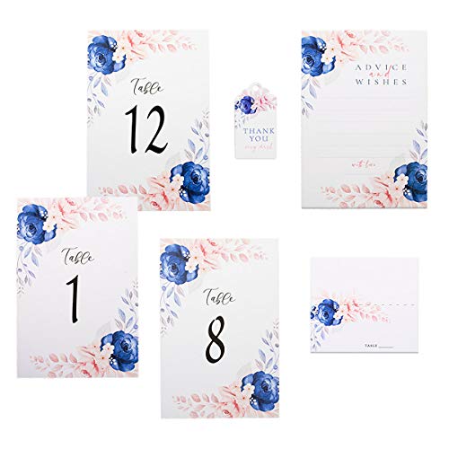 Numéro de table mariage nature bleu floral pour décoration table jardin - 5