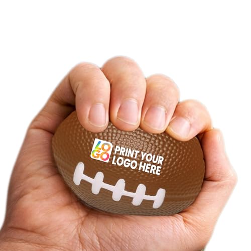 Custom Imprinted Football Shaped Stress Reliever Balls for Promotions, Trade Shows, Conferences, Office, Events, Marketing (Brown, Qty 250)