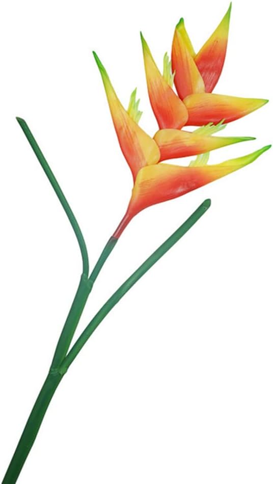 34 in/86cm Large Bird of Paradise Heliconia Stem Artificial Flowers,1 Stem 7 Petals Fake Flowers Permanent Flower,Greenery Plants Indoor Outside Garland Home Garden Office Wedding Decor (Orange)