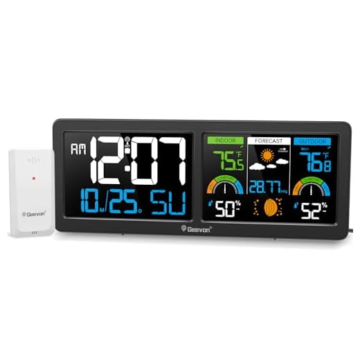 Geevon Weather Stations Wireless Indoor Outdoor Thermometer with Atomic Clock, HD Color Display
