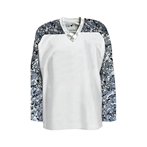 Pearsox Mesh Polyester Ice Hockey Jersey for Men's - Athletic Plain Practice/League/Team Jersey with Long Sleeves White/Camo