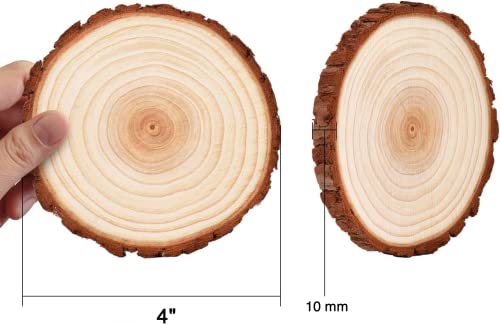 Image of NJ Natural Wood Coaster /Slices with Bark - 4 inch Wood Craft kit, Wooden Coaster, DIY Crafts Coasters Christmas Rustic Wedding Decorations Wooden Handcrafted Coffee Coasters (8)