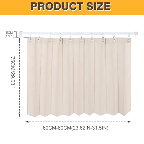 Dwlhap Cabinet Curtain for Shelves,Waterproof Under Sink Curtains for Kitchen Storage Room,Blackout Dust Proof Privacy Closet Curtain for Open Closet Easy Installation (Beige, H80 W60) - Image 3