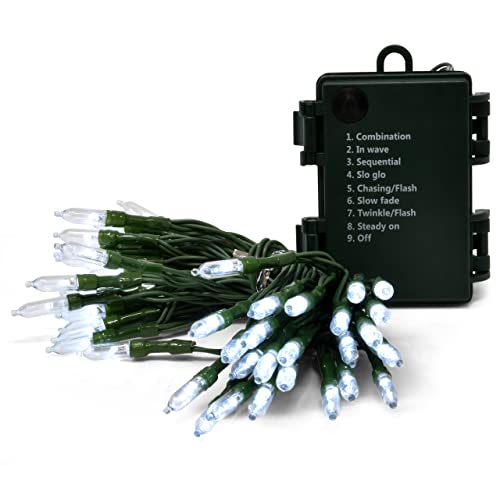 Cool White Led Christmas String Lights Set, 8 Modes 50 Leds Battery Powered With Timer, 17.3 Feet For Indoor Outdoor Use, Festive Décor For Holiday Tree Wreaths Bedroom Decorations #TOP4