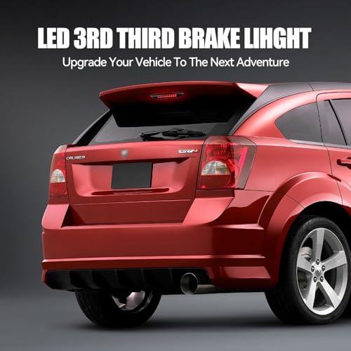 Image of Third 3rd Brake Light LED for 2011-2017 Jeep Grand Cherokee /Dodge Durango, High Mount Rear Brake Lights Assembly for 2007-2016 Jeep Compass, Waterproof Center Cab Lamp Stop Light (Black)