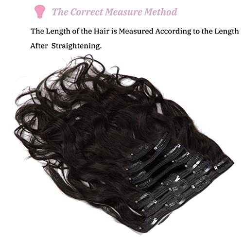 Loxxy Clip In Human Hair Extensions Virgin Remy Natural Wave Human Hair Extensions #1B Natural Black Color 22Inch Double Weft With 17 Strong Clips Per Pack 120G/Set 7Pcs/Lot #TOP6