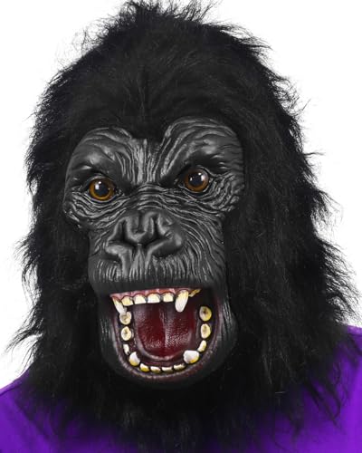 shayulajiao Masque de gorille d'Halloween réaliste en latex - Costume animal amusant avec motif de singe et de chimpanzé pour Halloween/carnaval, masque de fête respirant (taille unique)