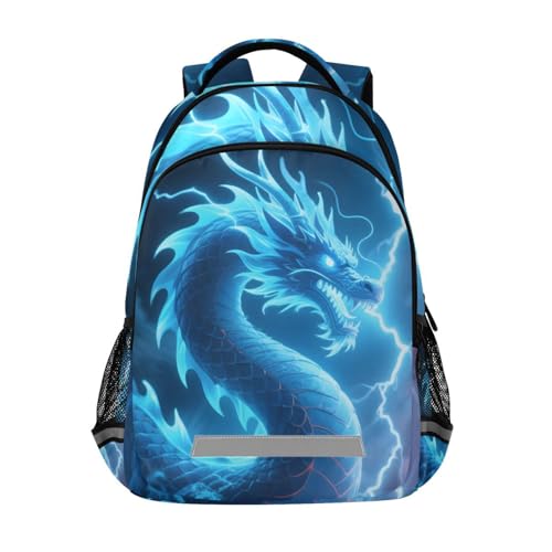 Dragon Blue Lightning Backpack 3rd 4th 5th Grade School Bookbags Travel Laptop Daypack Bag for Boys Girls