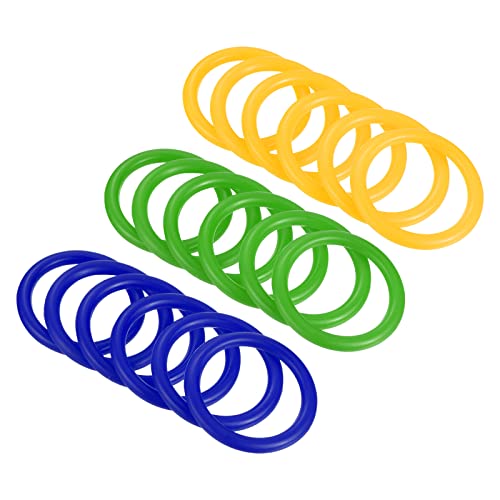 PATIKIL Carnival Ring-Toss Rings 6cm ID, 18 Pack Plastic Hoop for Outdoor Party Favor Game Booth (Blue, Green, Yellow)