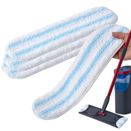 Mikrofaser Ersatzbezug für Vileda H2PrO Bodenwischer Waschbar & Wiederverwendbar Entfernt hartnäckigem Schmutz Wischbezug für alle Hartböden 4er Pack (Allzweck-Set)