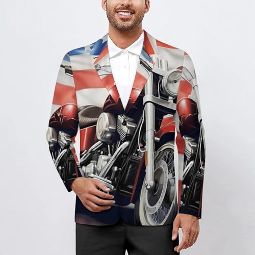 U.S. Flag Motorcycle Men's Casual Blazers Slim Fit Sport Coats Blazer Two Buttons Suit Jacket for Work Party2