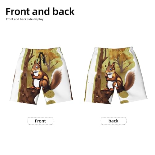 Nut-Eating Squirrel Youth Beach Pants, Soft and Breathable, with Drawstring Waist, Suitable for Sports and Leisure.2