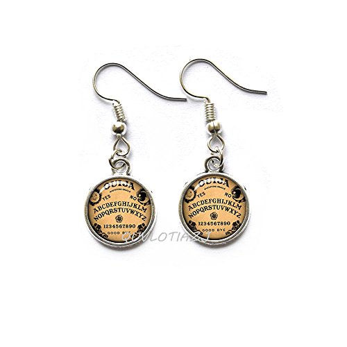 QUVLOTIAZJ Ouija Board Stud Earrings Oujia Earrings Oujia Game Inspirational Gift Black Magick Photo Stud Earrings Wiccan Jewelry Wicca Earrings Pagan Jewelry,ot234 (A5)