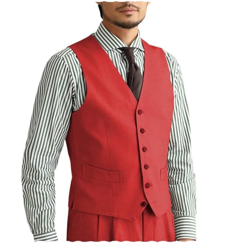 Men's V Neck Suit Vest Casual Business Formal Slim Fit Dress Waistcoat Wedding Business Prom