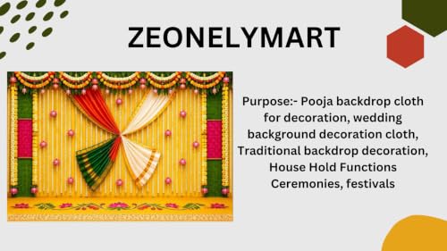 Image of Marriage Backdrop for Wedding | Traditional Indian Wedding Background with Crossed Saree Design 8x8 Feet | Lakshmi Pooja Background